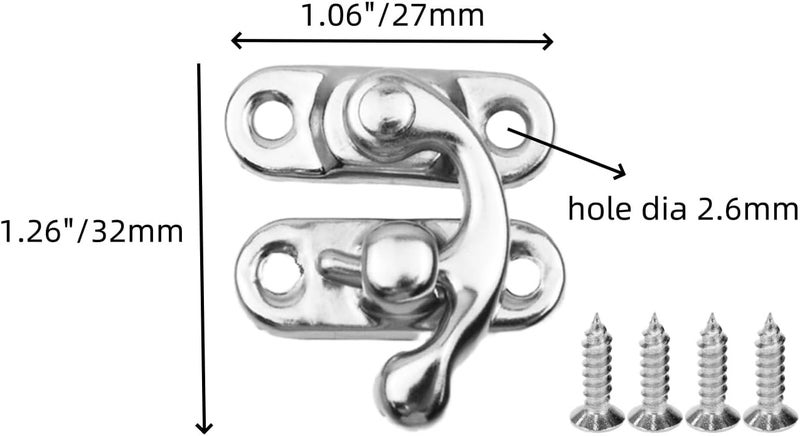 Sscon 20Pcs Silver Small Swing Clasp Latch, Antique Vintage Right Toggle Hasp for Jewelry Box and Wooden Box - Image 2